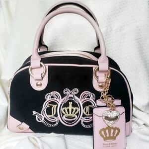 Juicy Couture Juicy Lovers Club Bowler Satchel Bag in Black and Pink